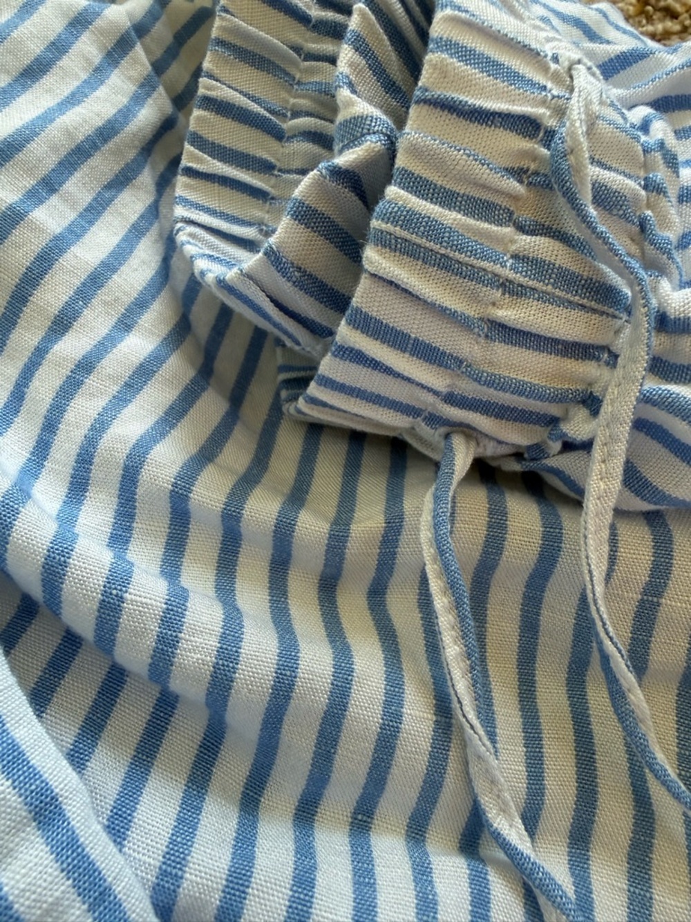 Light Blue & White Striped Linen Blend Pants - Picture 3 of 4